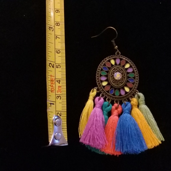 Multi color tassel earrings - Picture 2 of 3
